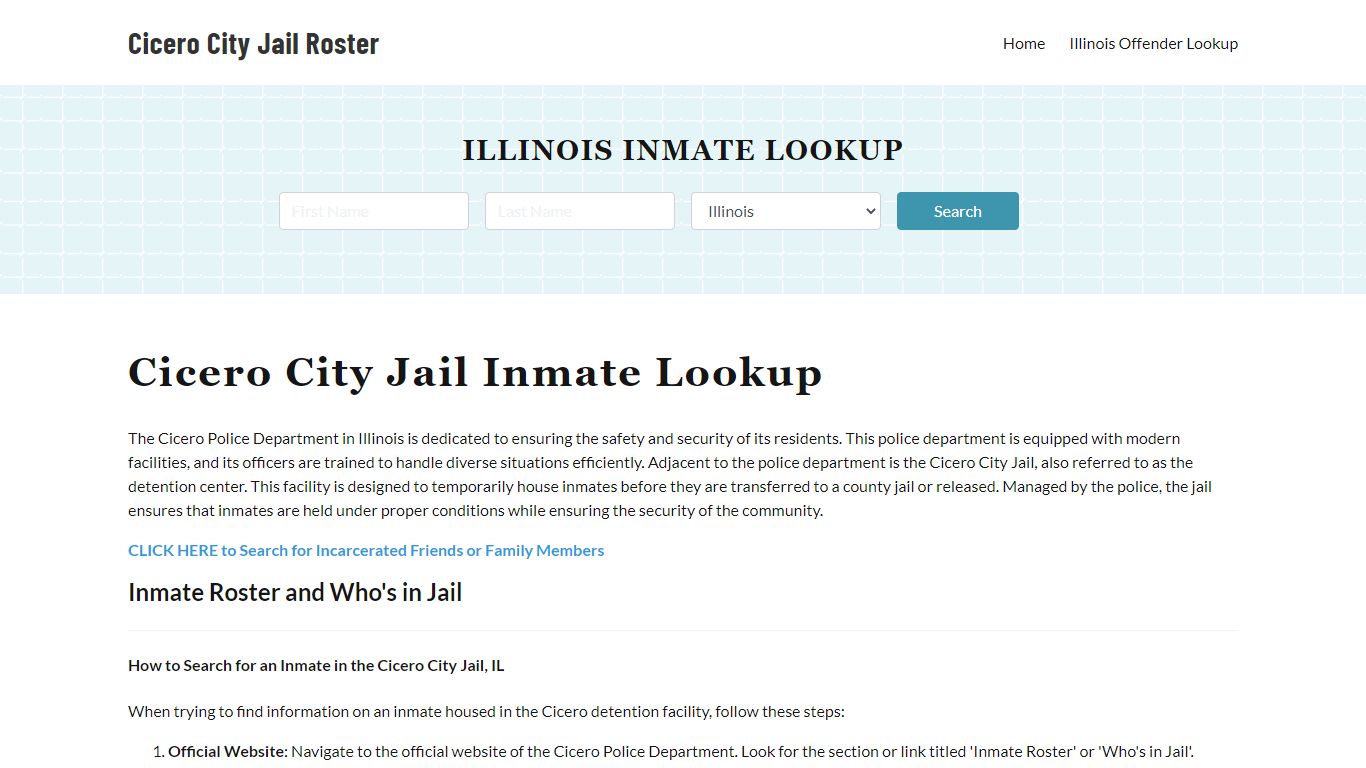 Cicero Police Department & City Jail, IL Inmate Roster, Arrests, Mugshots
